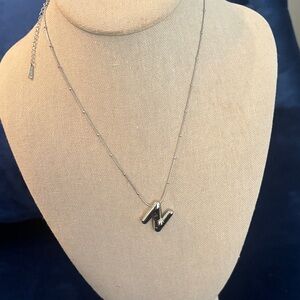 #108 Stainless Steel Elegant Silver Necklace with Initial Pendant